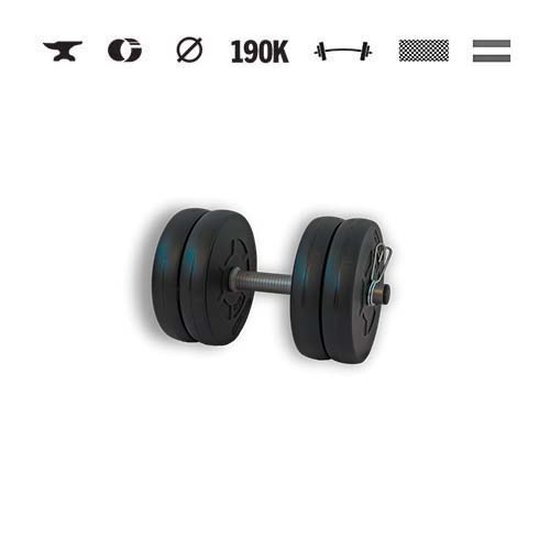 GazoFitness® Jednoručná činka 10,5 kg – kotúče 4 × 2,5 kg