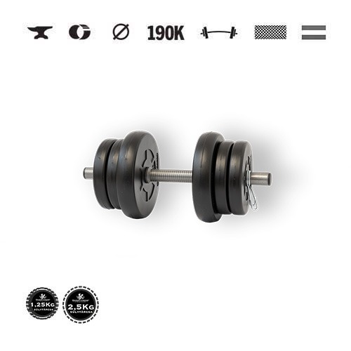 GazoFitness® Jednoručná činka 10,5 kg s kotúčmi 1,25 kg a 2,5 kg
