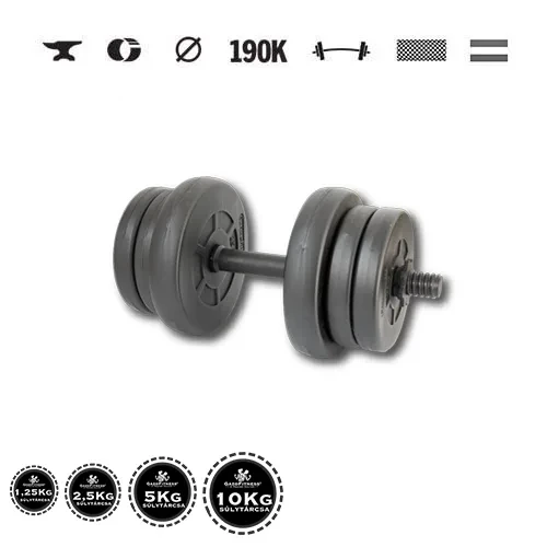 GazoFitness® Jednoručná činka 11,5 kg (1 ks) so závitovou tyčou – kotúče 2 × 2,5 kg + 4 × 1,25 kg