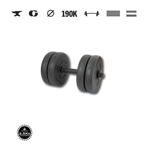 GazoFitness® Jednoručná činka 11,5 kg (1 ks) so závitovou tyčou – kotúče 4 × 2,5 kg