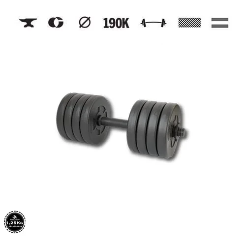 GazoFitness® Jednoručná činka 11,5 kg (1 ks) so závitovou tyčou – kotúče 8 × 1,25 kg