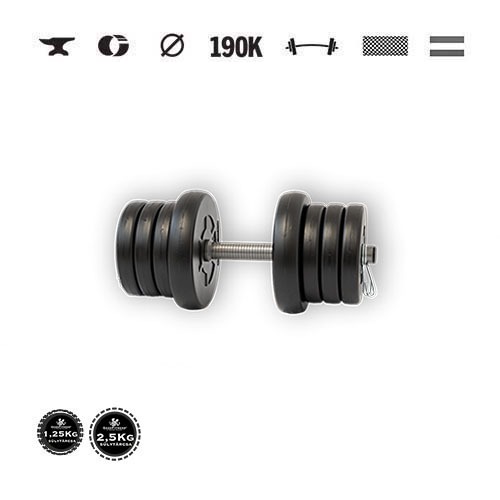 GazoFitness® Jednoručná činka 13,5 kg s kotúčmi 1,25 kg a 2,5 kg