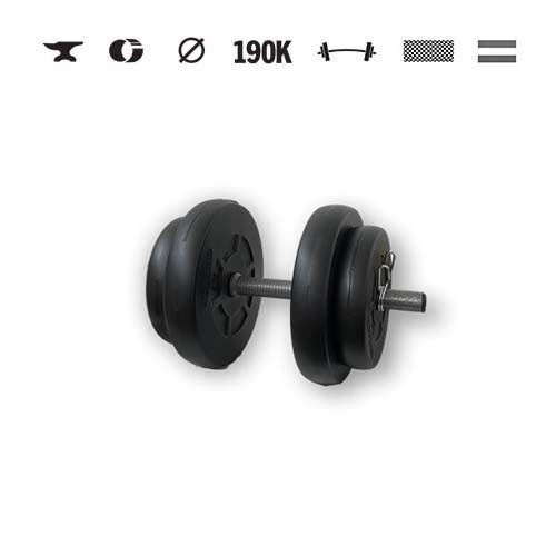 GazoFitness® Jednoručná činka 16 kg – kotúče 2 × 5 kg + 2 × 2,5 kg