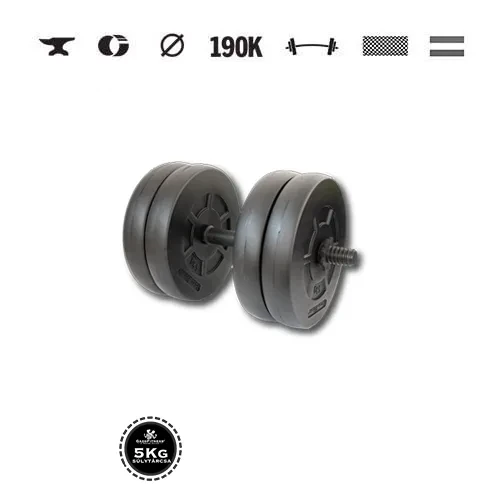 GazoFitness® Jednoručná činka 21,5 kg (1 ks) so závitovou tyčou – kotúče 4 × 5 kg