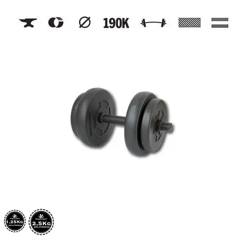 GazoFitness® Jednoručná činka 8,5 kg (1 ks) so závitovou tyčou – kotúče 2 × 2,5 kg + 2 × 1,25 kg