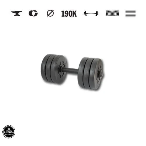 GazoFitness® Jednoručná činka 8,5 kg (1 ks) so závitovou tyčou – kotúče 6 × 1,25 kg