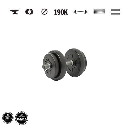 GazoFitness® Jednoručná činka 8 kg (1 ks) – kotúče 2 × 2,5 kg + 2 × 1,25 kg