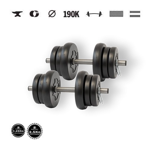 GazoFitness® Jednoručné činky 2 × 10,5 kg (spolu 21 kg) s kotúčmi 2,5 kg a 1,25 kg