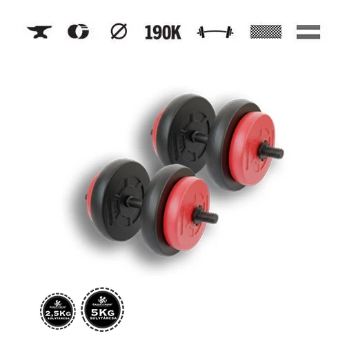 GazoFitness® Jednoručné činky 2 × 16,5 kg (spolu 33 kg), čierne a červené