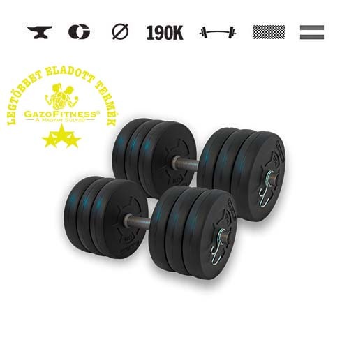 GazoFitness® Jednoručné činky 2 × 16 kg (spolu 32 kg) – kotúče 12 × 2,5 kg