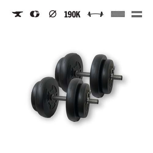 GazoFitness® Jednoručné činky 2 × 16 kg (spolu 32 kg) – kotúče 4 × 5 kg + 4 × 2,5 kg