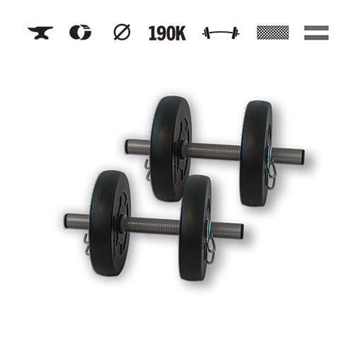 GazoFitness® Jednoručné činky 2 × 5,5 kg (spolu 11 kg) – kotúče 4 × 2,5 kg