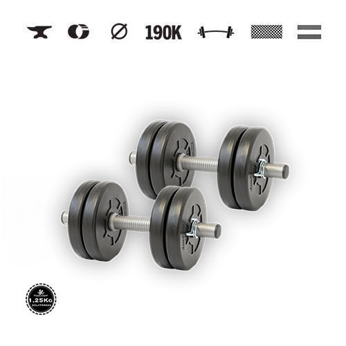 GazoFitness® Jednoručné činky 2 × 5,5 kg (spolu 11 kg) – kotúče 8 × 1,25 kg
