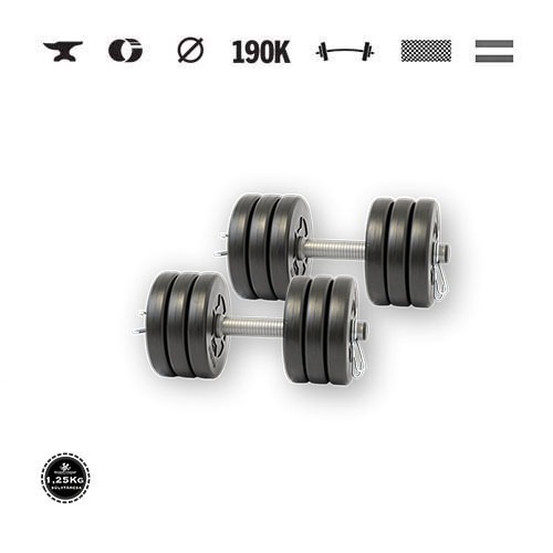 GazoFitness® Jednoručné činky 2 × 8 kg (spolu 16 kg) – kotúče 12 × 1,25 kg