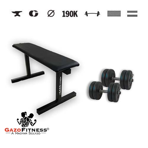 GazoFitness® Lavica + jednoručné činky 2 × 10,5 kg