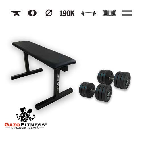 GazoFitness® Lavica + jednoručné činky 2 × 16 kg (spolu 32 kg)