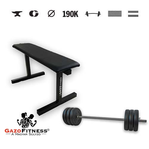 GazoFitness® Lavica + obojručná činka 33 kg