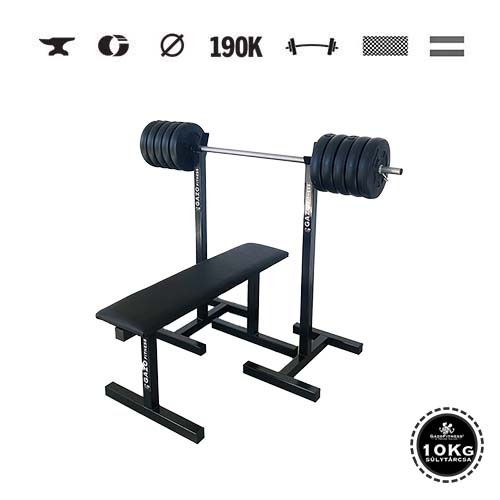 GazoFitness® Mobilný stojan + lavica + nastaviteľná obojručná činka 105 kg