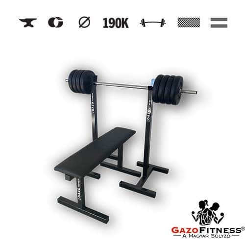 GazoFitness® Mobilný stojan + lavica + obojručná činka (spolu 45 kg)