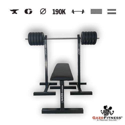 GazoFitness® Mobilný stojan + lavica + obojručná činka (spolu 55 kg)