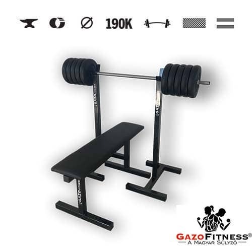 GazoFitness® Mobilný stojan + lavica + obojručná činka (spolu 55 kg) – 2. obrázok