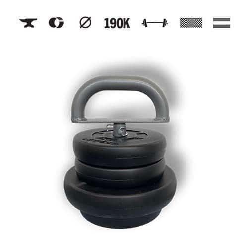 GazoFitness® Nastaviteľný kettlebell 14 kg – kotúče 1 × 5 kg + 3 × 2,5 kg