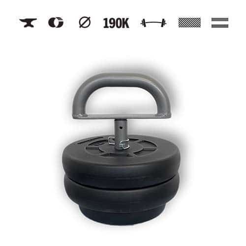GazoFitness® Nastaviteľný kettlebell 14 kg – kotúče 2 × 5 kg + 1 × 2,5 kg