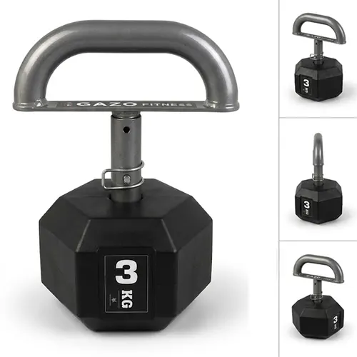 GazoFitness® Nastaviteľný kettlebell 3 kg s hexagonálnymi kotúčmi