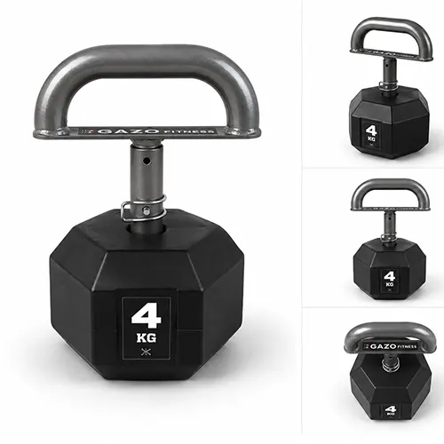 GazoFitness® Nastaviteľný kettlebell 4 kg s hexagonálnymi kotúčmi