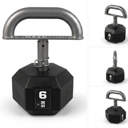 GazoFitness® Nastaviteľný kettlebell 6 kg s hexagonálnymi kotúčmi