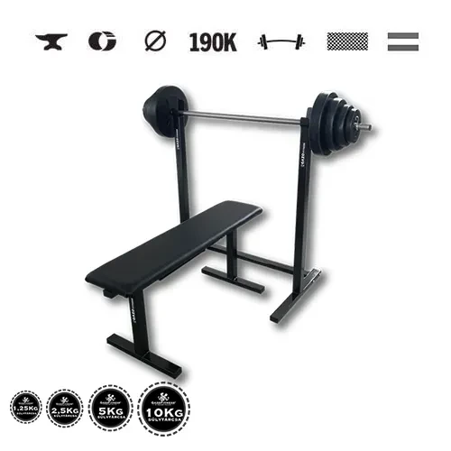 GazoFitness® Stojan + lavica + obojručná činka 42,5 kg