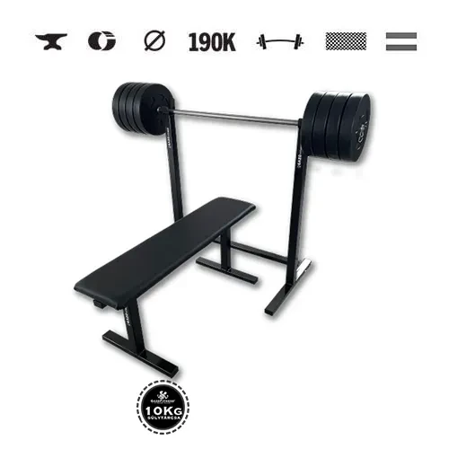 GazoFitness® Stojan + lavica + obojručná činka 85 kg