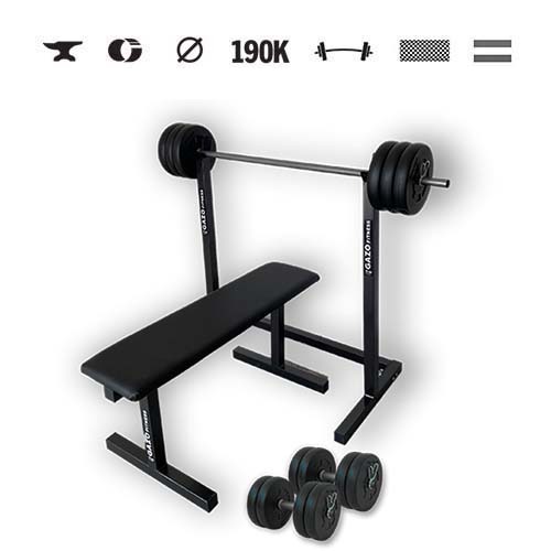 GazoFitness® Stojan + lavica + súprava Hardcore (spolu 57 kg)