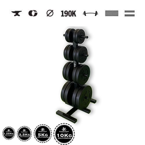 GazoFitness® Domáca posilňovňa – stojan + lavica + činky (spolu 108 kg) – 5. obrázok