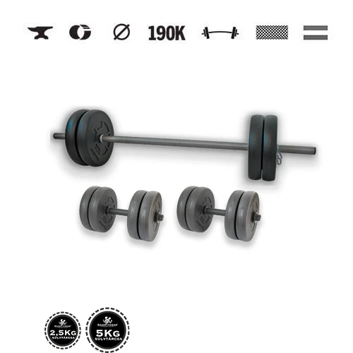 GazoFitness® Súprava činiek Hardcore 45 kg so závitovými tyčami