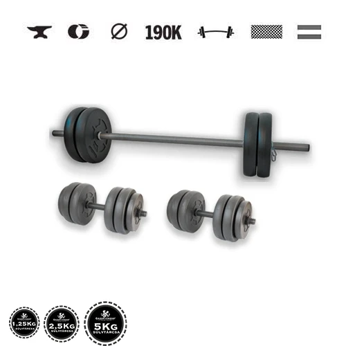 GazoFitness® Súprava činiek Hardcore 50 kg so závitovými tyčami