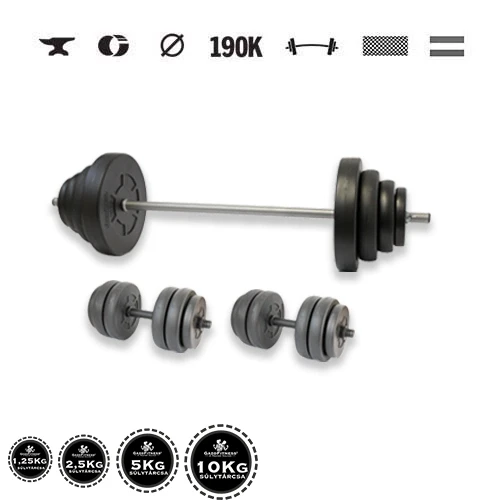 GazoFitness® Súprava činiek Hardcore 67,5 kg so závitovými tyčami
