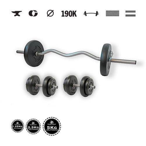 GazoFitness® Súprava činiek Hardcore s EZ tyčou 28 kg