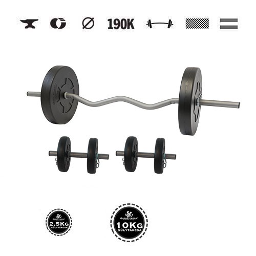 GazoFitness® Súprava činiek Hardcore s EZ tyčou 35 kg