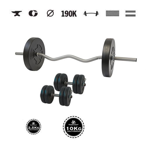 GazoFitness® Súprava činiek Hardcore s EZ tyčou 44 kg