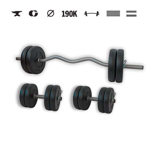 GazoFitness® Súprava činiek Hardcore s EZ tyčou 45 kg