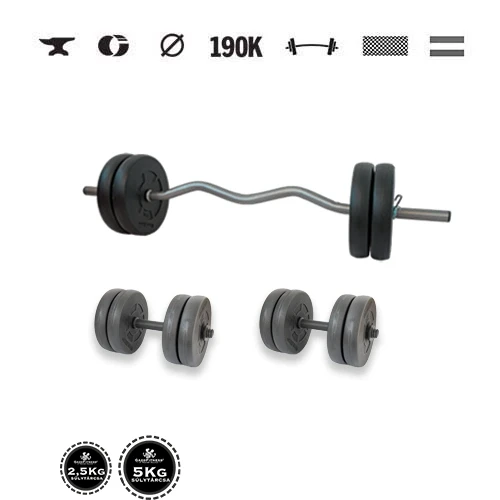 GazoFitness® Súprava činiek Hardcore s EZ tyčou 45 kg so závitovými tyčami