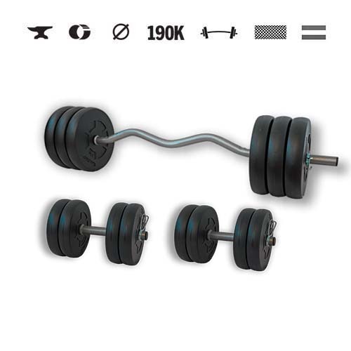 GazoFitness® Súprava činiek Hardcore s EZ tyčou 54 kg