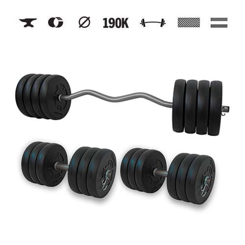 GazoFitness® Súprava činiek Hardcore s EZ tyčou 74 kg