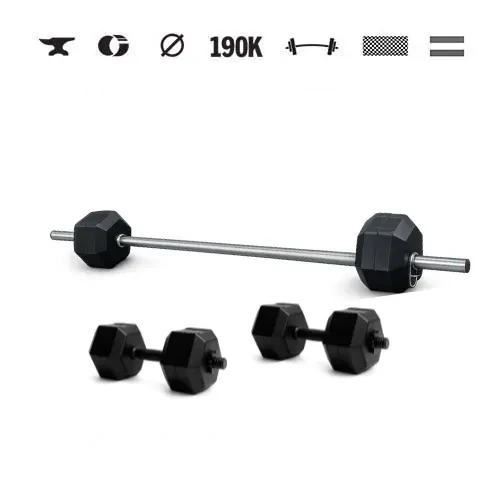 GazoFitness® Súprava činiek Hardcore s hexagonálnymi kotúčmi (spolu 30 kg)