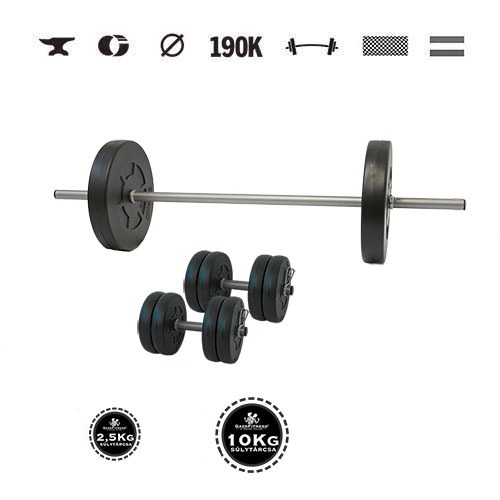 GazoFitness® Súprava činiek Hardcore s rovnou tyčou 44 kg