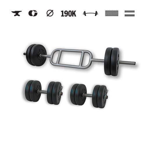 GazoFitness® Súprava činiek Hardcore s tricepsovou tyčou 45 kg