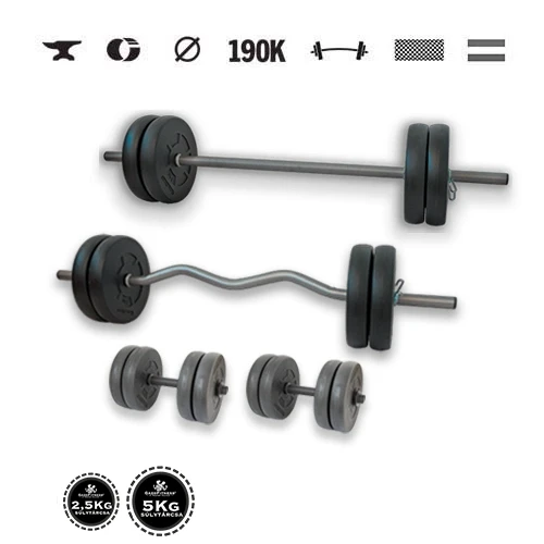GazoFitness® Súprava činiek Hardcore Super 66 kg so závitovými tyčami
