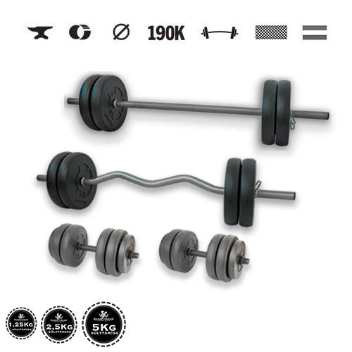 GazoFitness® Súprava činiek Hardcore Super 72 kg so závitovými tyčami