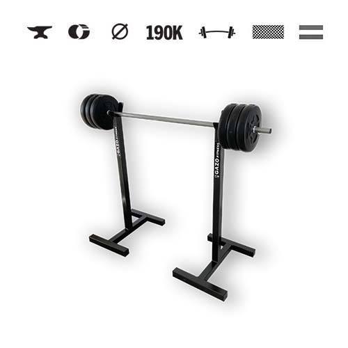 GazoFitness® Súprava Hardcore: mobilný stojan + obojručná činka 33 kg